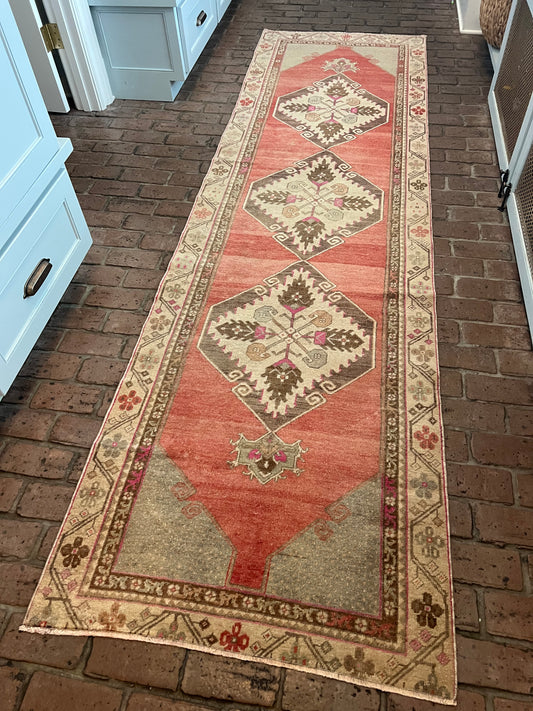 3'1" x 10'10" Runner with Bold Red