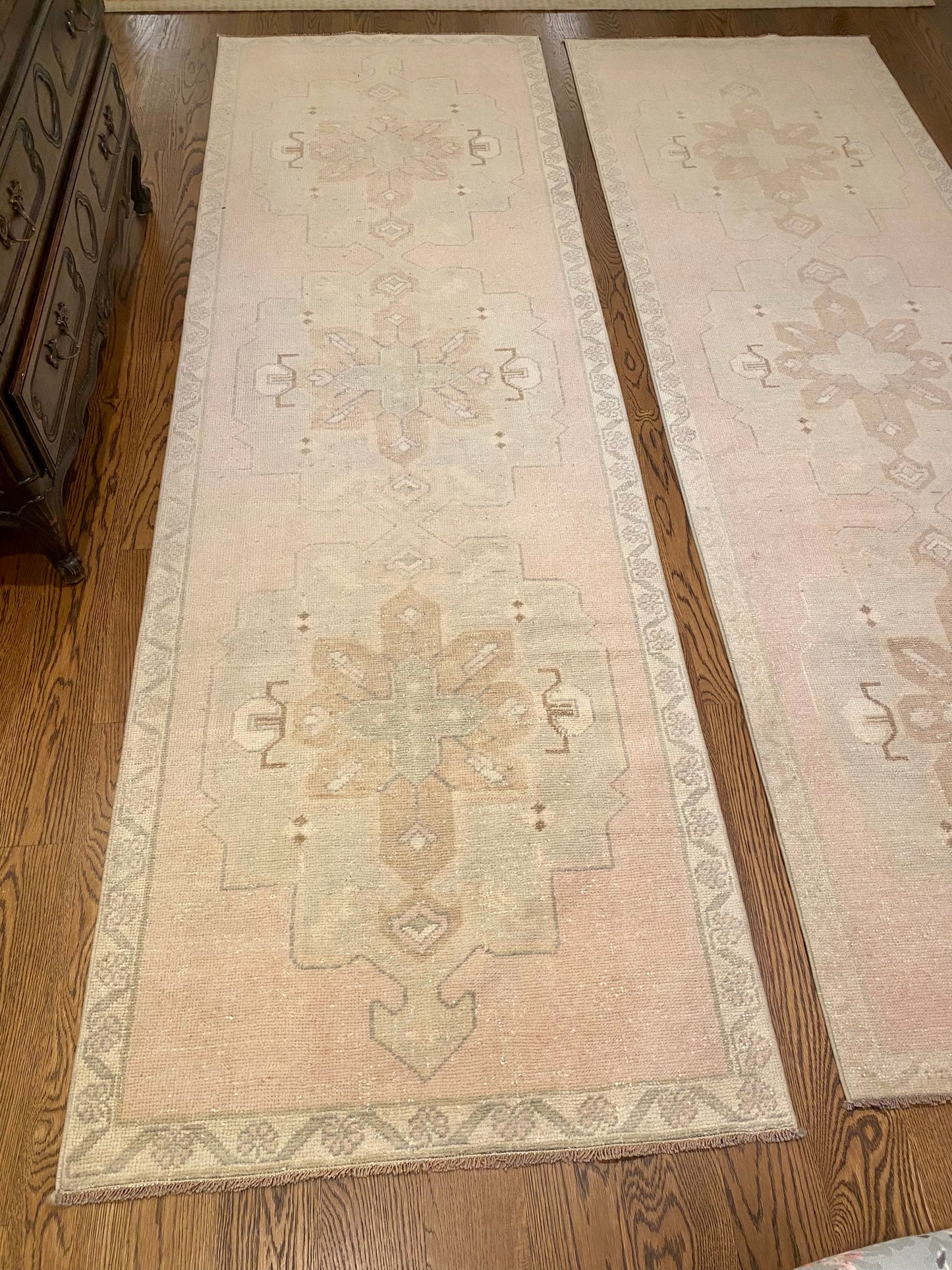 1 of 2 Matching Vintage Oushak Runner