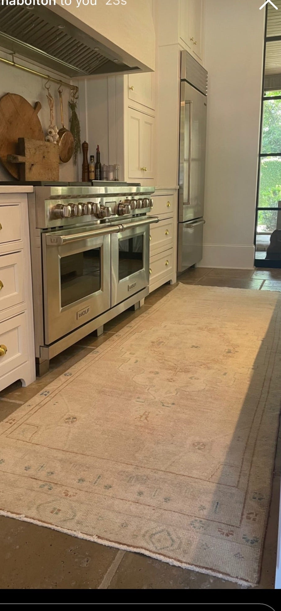 Neutral Colored Oushak Rug in a Kitchen