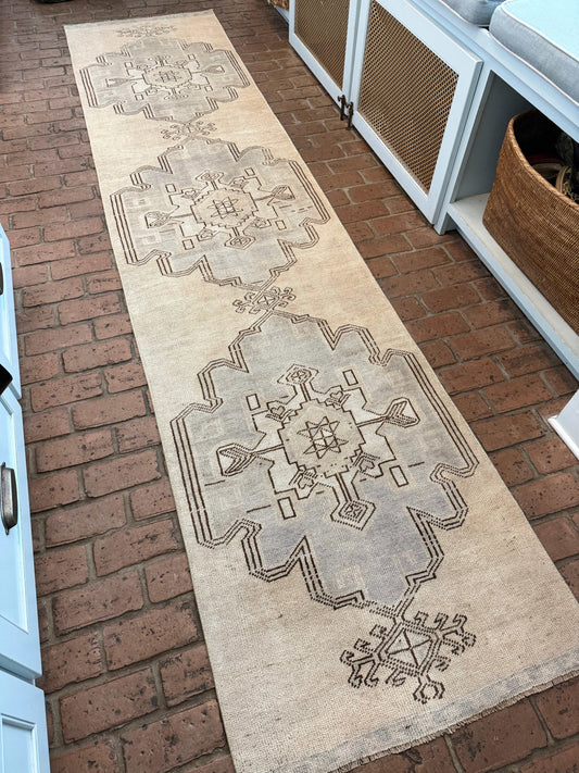2'8" x 11'8" Runner with Taupe and Blue