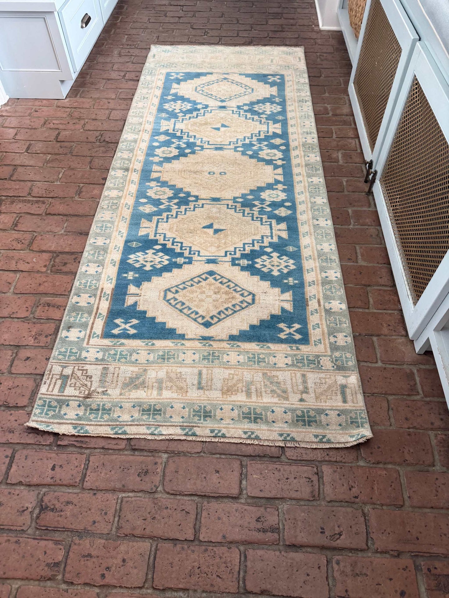 3'1" x 8'2" Runner with Blue