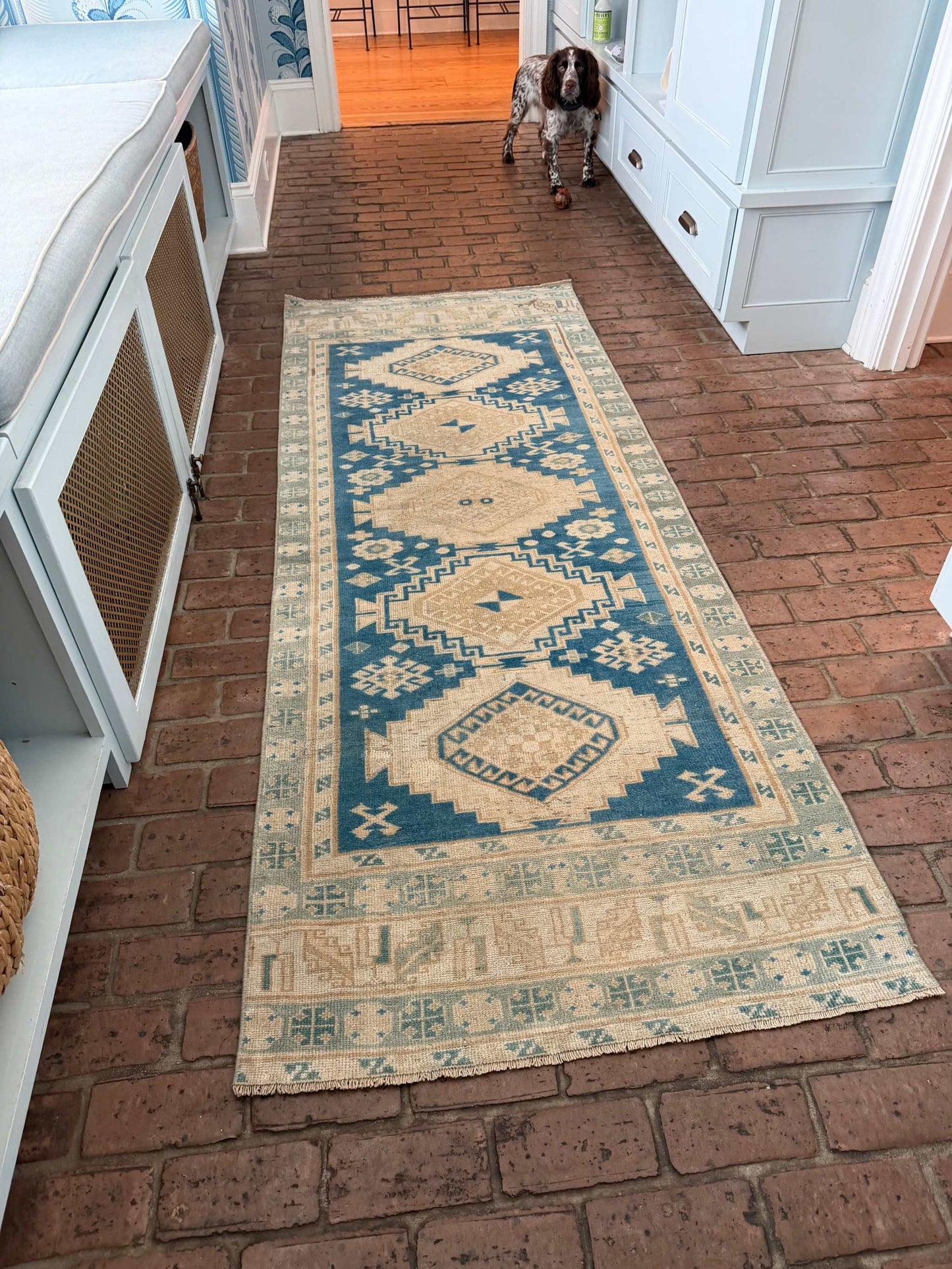 3'1" x 8'2" Runner with Blue